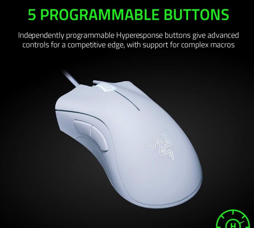 Razer DeathAdder Essential Wired Optical Gaming Mouse White 6400 DPI